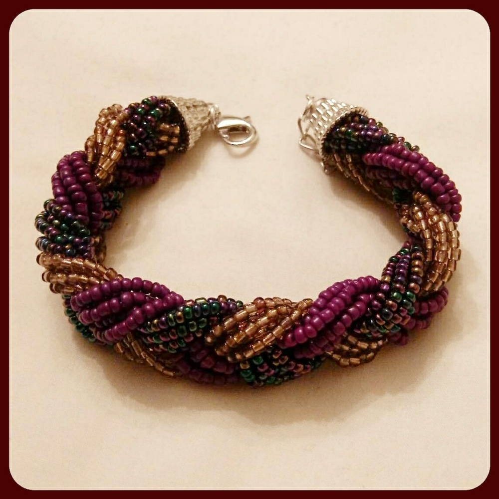 Purple Glass Seed Bead Bracelet